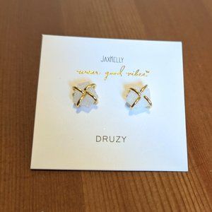Jax Kelly Gold Cross Gem Earrings